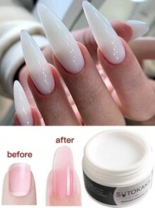 美甲實心聚合凝膠套裝,透明白色2件裝延展凝膠套裝,美甲強化修復凝膠美甲套裝,包含60件美甲模具,適用於初學者在家製作美甲設計 - 彩色 - 查看 3