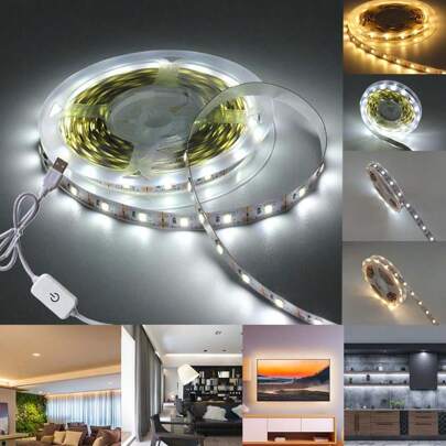 1-5m Touch-Sensitive Warm Lightwhite Light With DC 5V USB LED Bar Lamp, Wardrobe, Stairs, Shoe Cabinets, Cabinets