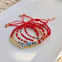 Multi-Layer Diy Handmade Beaded Lapis Lazuli 18k Gold Plated Bracelet, Ins Style Red Crystal Bracelet For Women - Apricot - View 2
