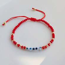 Multi-Layer Diy Handmade Beaded Lapis Lazuli 18k Gold Plated Bracelet, Ins Style Red Crystal Bracelet For Women - Apricot - View 7