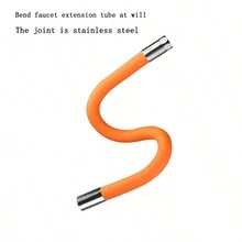 1pc Extended Universal Hose Connecting The Faucet, Anti-Splash Directional Water Pipe, Stainless Steel Universal Soft Pump, Another Distribution Of 1 Faucet Universal Interface, Household Water Accessories - Orange - View 9