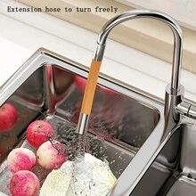 1pc Extended Universal Hose Connecting The Faucet, Anti-Splash Directional Water Pipe, Stainless Steel Universal Soft Pump, Another Distribution Of 1 Faucet Universal Interface, Household Water Accessories - Orange - View 4