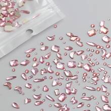 100入組不同大小和形狀的鑽石,螺紋和玻璃鑽石,適用於指甲藝術diy裝飾 - 粉色 - 查看 1