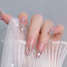 100入組不同大小和形狀的鑽石,螺紋和玻璃鑽石,適用於指甲藝術diy裝飾 - 粉色 - 查看 6