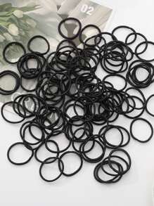 100入組黑色無痕髮圈馬尾扣拇指環 - 彩色 - 查看 1