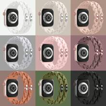 Unbeinst 1 件双排扣弹性硅胶表带，女式防水运动表带，可调节金属扣，兼容 Apple Watch 表带，尺寸 38 毫米 40 毫米 41 毫米 42 毫米 44 毫米 45 毫米 49 毫米，兼容 Apple Watch Series Ultra/Se/9/8/7/6/5/4/3/2/1 - 黑色 - 查看 5