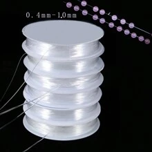 0.4 / 0.5 / 0.6 / 0.7 / 0.8 / 1mm彈性透明水晶線,圓形橡膠線,珠寶製作用品,diy手編手鐲 - 無色 - 查看 3