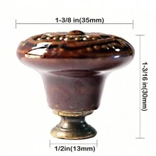 10pcs Ceramic Kitchen Cabinet Knobs For Drawer Dresser Knobs Pulls Round Dresser Knobs Drawer Handles And Pulls For Home Furniture - Brown - View 4