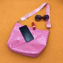 Túi Tote Dây Rộng Họa Tiết Cá Sấu Cho Nữ, Túi Đeo Chéo Phong Cách Châu Âu Và Mỹ, Túi Xách Tay Nữ - Hồng - Xem 5