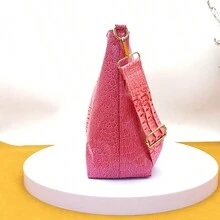 Túi Tote Dây Rộng Họa Tiết Cá Sấu Cho Nữ, Túi Đeo Chéo Phong Cách Châu Âu Và Mỹ, Túi Xách Tay Nữ - Hồng - Xem 8