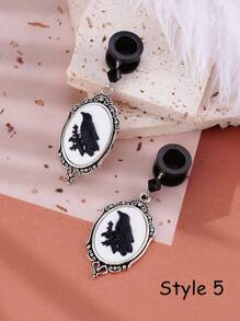 2入組哥德式朋克吊墜耳撐,巴洛克項鍊,玫瑰、鳥、貓、馬鞍耳段尺寸管道耳塞,外科鋼耳撐環扣耳環,女士男士禮物,姊妹禮物,朋友禮物 - 彩色 - 查看 8