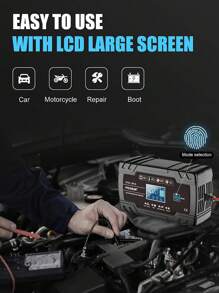 12V 8A Automatic Battery Charger Digital Display Pulse Repair LCD Display Smart Car Charger For GEL Lead-Acid WET Battery EU Plug - Black - View 6