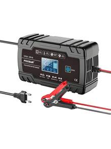 12V 8A Automatic Battery Charger Digital Display Pulse Repair LCD Display Smart Car Charger For GEL Lead-Acid WET Battery EU Plug - Black - View 1