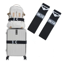 2 包行李带，行李带，可调节旅行带，带合金扣设计，2 种不同尺寸的行李箱带弹性带，经 TSA 批准，可用于随身行李 - 黑色 - 查看 2