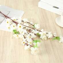 Small Peach Blossom Artificial Flowers, Garden Landscape Peach Branch Fake Flowers, White, Used For Home Gathering, Park Yard, Wedding Decoration - White - View 1