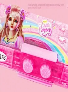 女孩用密碼錠流沙筆盒套裝,小學生、幼稚園女孩專屬文具盒,適合新一年級公主 - 藍色 - 查看 4