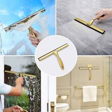AOLLEN Shower Squeegee Stainless Steel, For Shower Doors, Bathroom, Window And Car Glass - Brass, 10-Inch - Gold - View 2