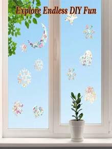 彩虹窗戶隱私膜裝飾,家用彩色玻璃貼膜,3d貼花窗戶貼紙,靜電吸附窗貼,太陽飾窗戶蓋 - 白色 - 查看 7