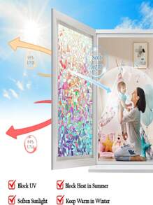 彩虹窗戶隱私膜裝飾,家用彩色玻璃貼膜,3d貼花窗戶貼紙,靜電吸附窗貼,太陽飾窗戶蓋 - 白色 - 查看 4