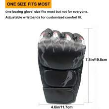 2024年最新款1對mma手套,摔角比賽用,pu皮革,男女拳擊手套泰拳武術訓練,半手指可調節拳套腕部支撐,極限搏擊,拳擊袋訓練必備 - 黑色 - 查看 5