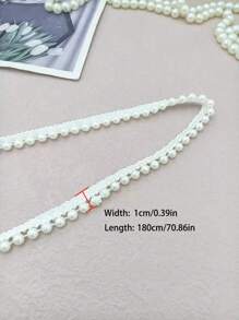 串珠蕾絲絲帶適用於服裝配件、縫紉、鞋子、帽子、包包 Diy 手工藝品裝飾 - 白色 - 查看 2