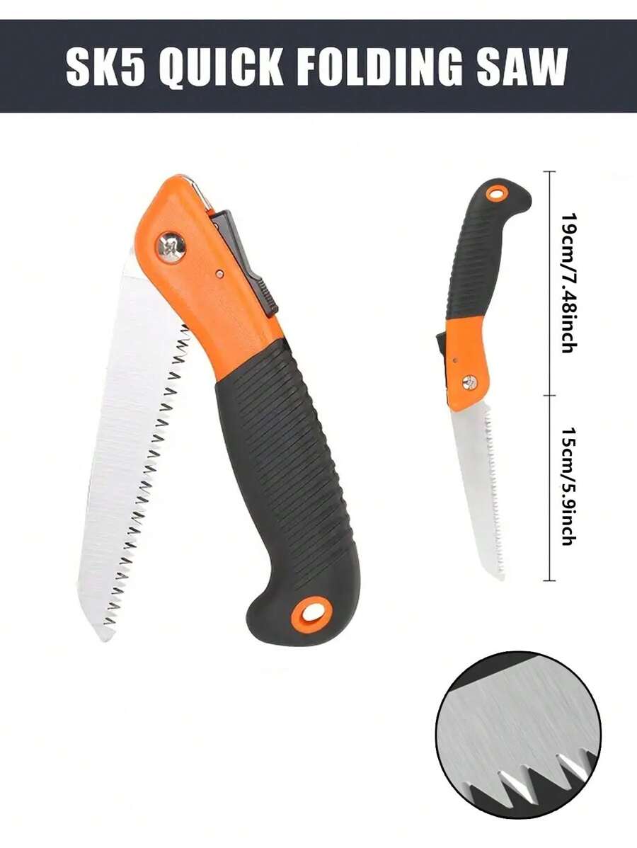 1 件專業折疊手鋸 - 6 吋刮鬍刀齒刀片,適合露營和修剪 - 彩色 - 查看 1
