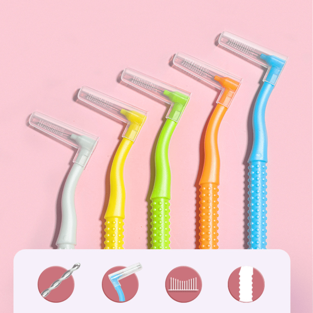 10pcs Deer Mom LShaped Interdental Brush, Portable Dental Floss Picks