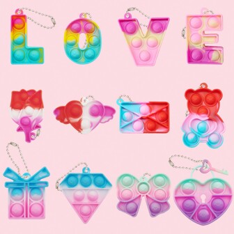 20pcs/Set Random Color & Style With Chain Party Favor Keychains, Valentine's Day Party Supplies, Decorative Keyrings