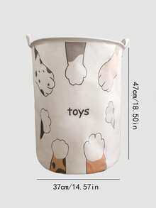 1入環保布料可摺疊圓形洗衣籃,適用於寵物玩具和衣服的收納 - 白色 - 查看 2