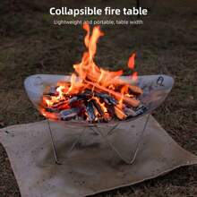 1入不鏽鋼拆卸式露營火坑,便攜式木柴露營火坑,輕量級戶外營火烤肉架 - 不銹鋼色 - 查看 2