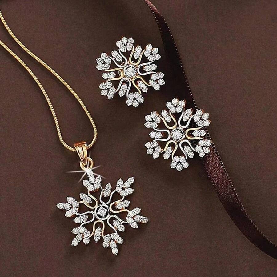 1入時尚麗雪耳環和項鍊套裝適用於男女,創意珠寶套裝 - 彩色 - 查看 1