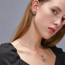 1入時尚麗雪耳環和項鍊套裝適用於男女,創意珠寶套裝 - 彩色 - 查看 2