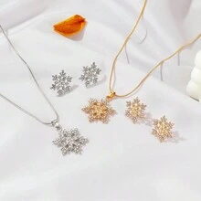 1入時尚麗雪耳環和項鍊套裝適用於男女,創意珠寶套裝 - 彩色 - 查看 6