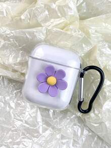Flower Pattern Earphone Charging Case Protective Cover Compatible With Airpods - Purple - View 3