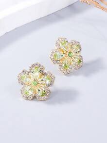 juran 1對玻璃鑲嵌花形耳釘 - 綠色 - 查看 2