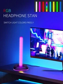 Rgb Colored Headphone Stand With Hook, Multi-Functional Desktop Holder For Earphones, Headsets Or Headphone Accessories Display