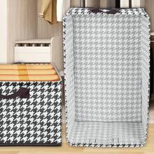 1入迷你收納籃,混合收納盒,無紡布製貼身收納袋適用於化妝品,書籍,玩具,家居裝飾,衣櫥收納盒 - 千鳥格布藝收納筐 - 查看 3