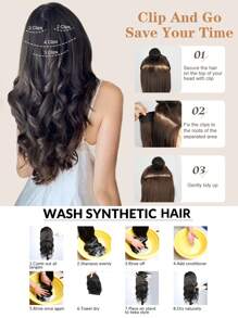 nimoki 夾式假髮,長彈力捲髮20英寸,4片合一組,女性用合成纖維假髮（金色） - 彩色 - 查看 6