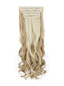 nimoki 夾式假髮,長彈力捲髮20英寸,4片合一組,女性用合成纖維假髮（金色） - 彩色 - 查看 1