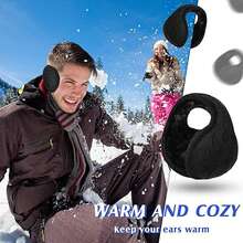 可折疊針織後穿設計耳罩,適用於冬季戶外運動、騎行、滑雪耳罩 - 酒紅色 - 查看 2