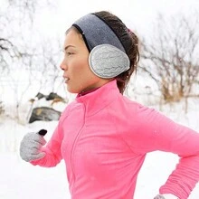 可折疊針織後穿設計耳罩,適用於冬季戶外運動、騎行、滑雪耳罩 - 酒紅色 - 查看 4