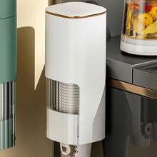 1只壁掛式一次性杯子支架,自動出杯器,創意喝水杯組織架,適用於家居 - 白色 - 查看 8