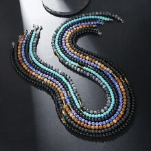 1 件復古龐克風格熔岩和地圖碧玉和啞光石頭治療串珠項鍊 - 彩色 - 查看 12