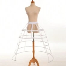 Women 5 Hoops Crinoline Hoop Cage Skirt Pannier Bustle Petticoat Fall Clothes For Women - White - View 1