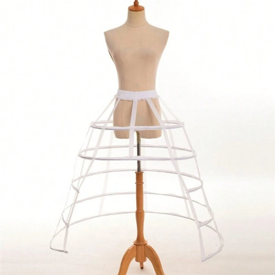 Women 5 Hoops Crinoline Hoop Cage Skirt Pannier Bustle Petticoat Fall Clothes For Women - White - View 1