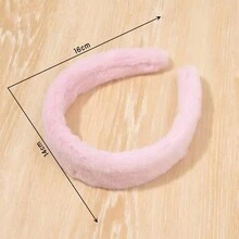 1pc Cute Plush Sweet Headband For Face Washing & Masking - Pink - View 2
