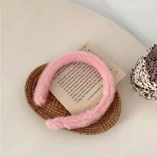 1pc Cute Plush Sweet Headband For Face Washing & Masking - Pink - View 1