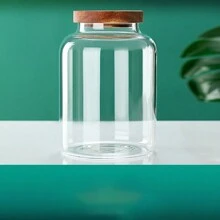 1個透明的acacia木蓋高硼硅玻璃保鮮罐,可用於存儲和收集柑橘果皮,1300ml/2000ml/2800ml - 白色 - 查看 7