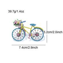 Rhinestone Bike Design Brooch - Blue - View 2