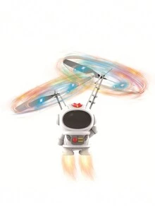 1pc Sensor-Controlled Flying Light Up Airplane Toy With Induction, Astronaut Shaped Flying Toy - White - View 7